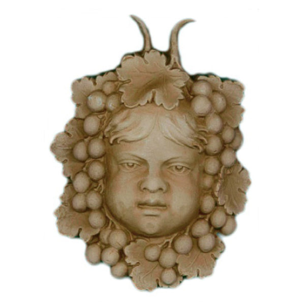Item Number: FCE-42411-CP-2 - 4-3/4"(W) x 6"(H) x 1-1/4"(Relief) - Cherub in Grape Wreath Applique - [Compo Material] - Brockwell Incorporated