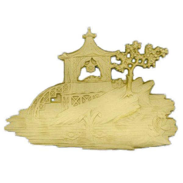 Item Number: FCE-F065-CP-2 - 8-1/2"(Width) - Oriental Pagoda Applique - [Compo Material] - Brockwell Incorporated