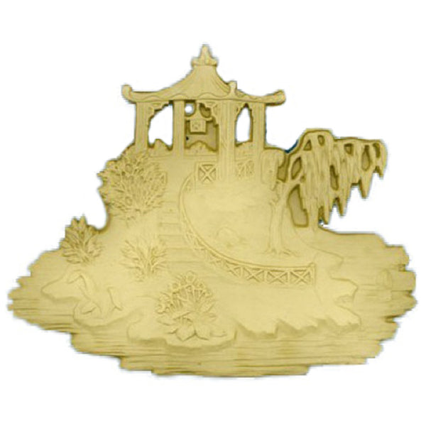 Item Number: FCE-F265-CP-2 - 7-1/2"(Width) - Oriental Pagoda Applique - [Compo Material] - Brockwell Incorporated