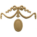 Interior Stain-Grade 5"(W) x 3-1/2"(H) - Classic Ribbon Swag w/ Center Oval Rosette - [Compo Material] - Decorative Ornament