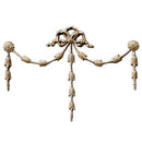 Interior Stain-Grade 11"(W) x 8-1/4"(H) - Bell Flower Swag w/ Center Ribbon Drop - [Compo Material] - Decorative Ornament