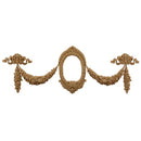 Interior Stain-Grade 14-7/8"(W) x 6-1/4"(H) - Floral Scroll Festoon / Swag with Drops - [Compo Material] - Decorative Ornament