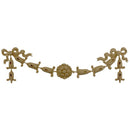 Interior Stain-Grade 12-1/2"(W) x 3-3/4"(H) x 1/4"(Relief) - Colonial Bell Flower Swag Applique - [Compo Material] - Decorative Ornament