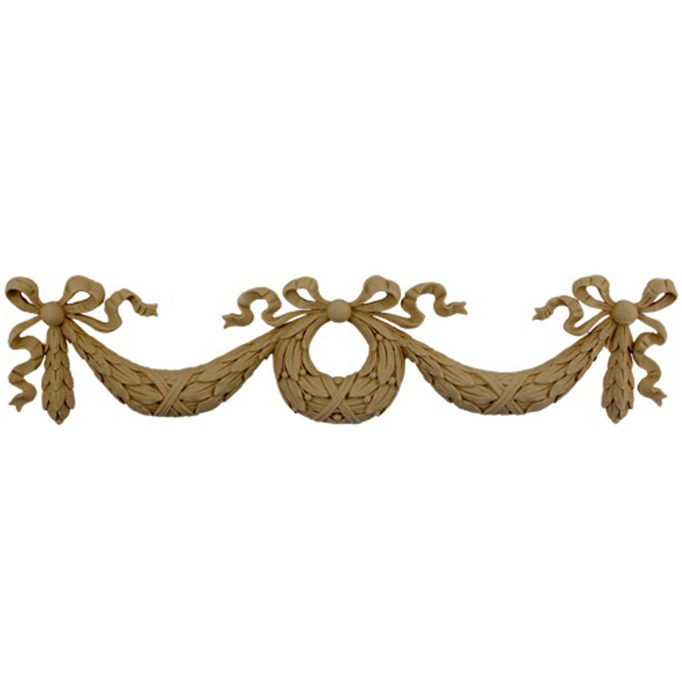 Interior Stain-Grade 16-1/2"(W) x 4"(H) x 1/2"(Relief) - Festoon - Louis XVI Applique - [Compo Material] - Decorative Ornament