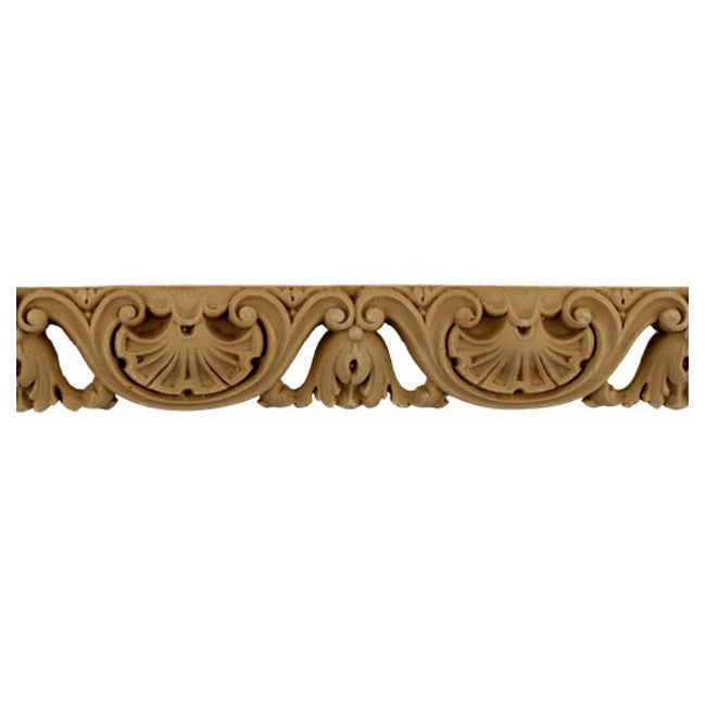 1-1/2"(H) - Stainable Linear Molding - Shell & Bell Flower Design - [Compo Material]-Brockwell Incorporated 