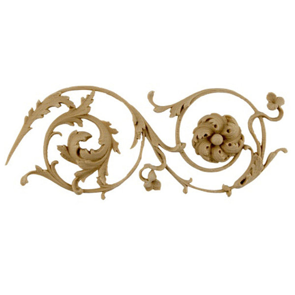 3"(H) x 3/8"(Relief) - Stainable Linear Moulding - French Renaissance Floral Scroll Design - [Compo Material]-Brockwell Incorporated 