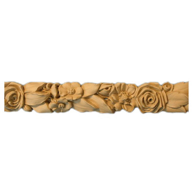 2-1/8"(H) x 1"(Relief) - Linear Molding - Louis XVI Rose Floral Design - [Compo Material]-Brockwell Incorporated 