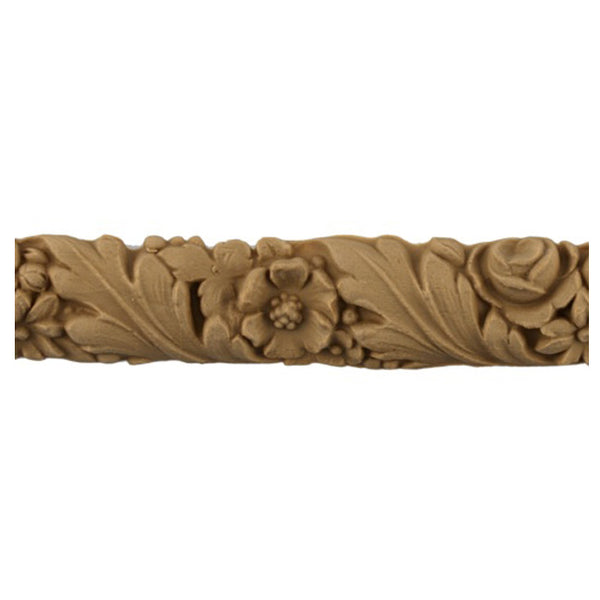 1"(H) x 3/8"(Relief) - Linear Molding - Louis XVI Leaf & Flower Design - [Compo Material]-Brockwell Incorporated 