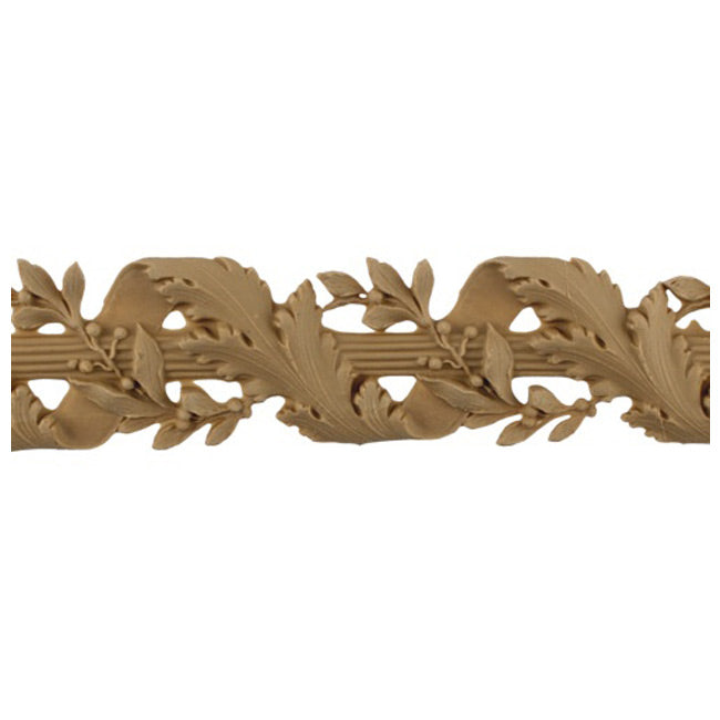 2-1/8"(H) x 1/4"(Relief) - Linear Molding - Louis XVI Vine & Ribbon Floral Rope Design - [Compo Material]-Brockwell Incorporated 