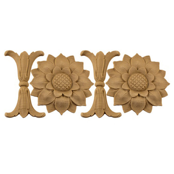 3-11/16"(H) x 1/4"(Relief) - Sunflower Floral Linear Molding Design - [Compo Material]-Brockwell Incorporated 