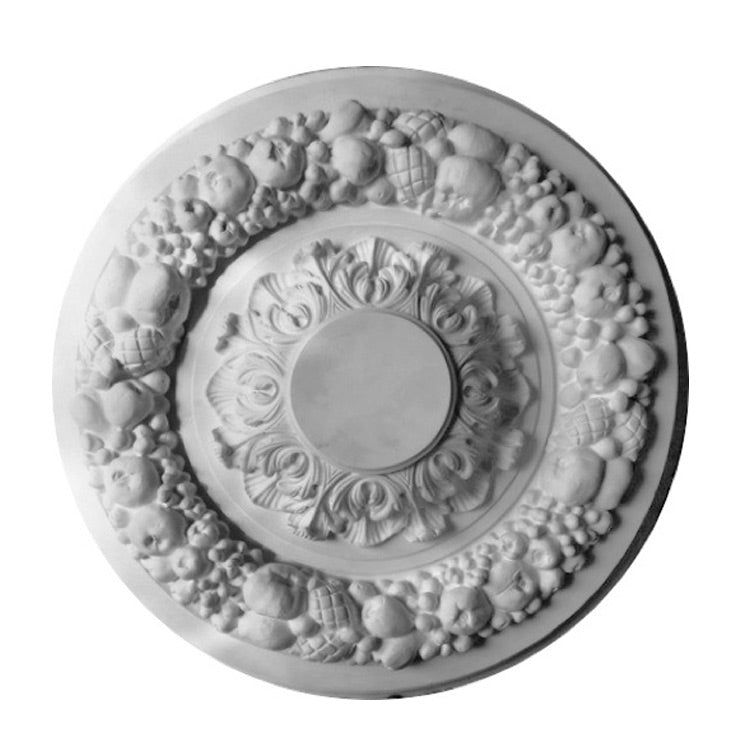 38" (Diam.) x 8" (Relief) - French Style Round Floral Ceiling Medallion - [Plaster Material] - Brockwell Incorporated 