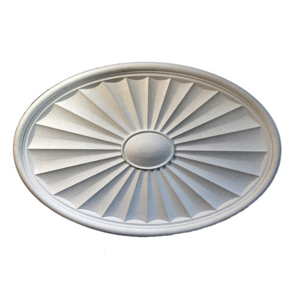 40-1/8" (W) x 26-1/8" (H) x 1-3/4" (Relief) - Sunburst Oval Ceiling Medallion - [Plaster Material] - Brockwell Incorporated 