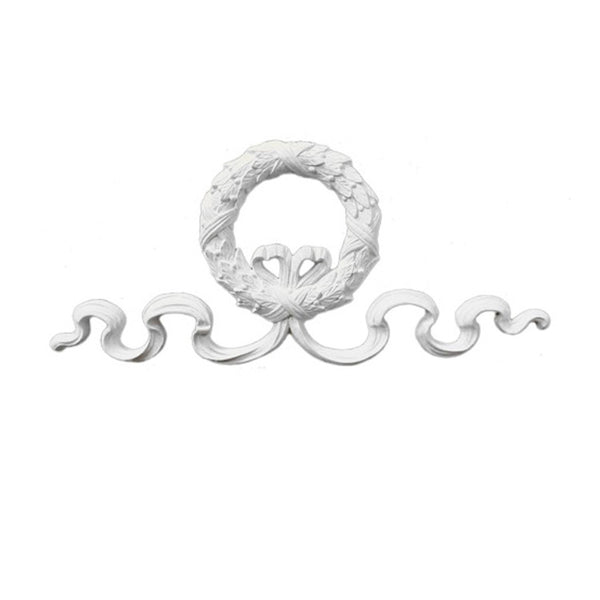 Easy to Install - 29-1/2" (W) x 13" (H) x 1" (Relief) - Empire Wreath Cartouche Applique - [Plaster Material] from Brockwell Incorporated