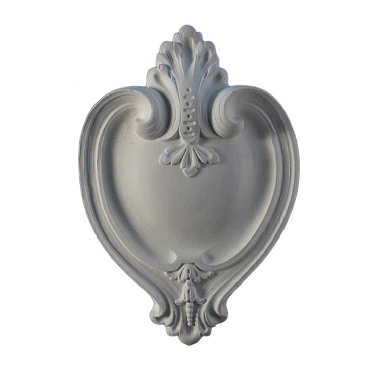 Easy to Install - 8" (W) x 11-3/4" (H) x 1-1/4" (Relief) - Louis XVI Style Cartouche Applique - [Plaster Material] from Brockwell Incorporated
