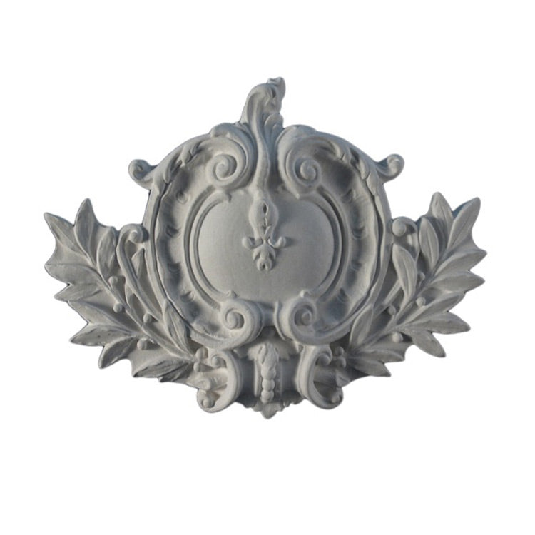 Easy to Install - 13" (W) x 9-1/2" (H) x 1" (Relief) - French Style Cartouche Applique - [Plaster Material] from Brockwell Incorporated