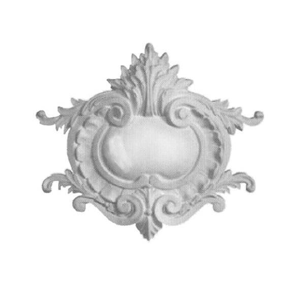Easy to Install - 35-1/2" (W) x 30-3/8" (H) x 3" (Relief) - French Cartouche Applique - [Plaster Material] from Brockwell Incorporated