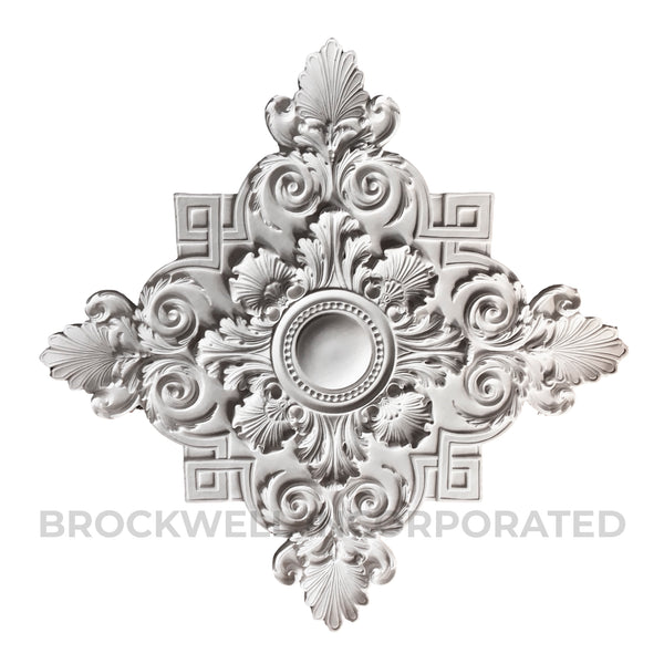 38-1/2" Diameter x 1-1/2" Relief - Louis XIV Centerpiece - Plaster Material - Brockwell Incorporated 