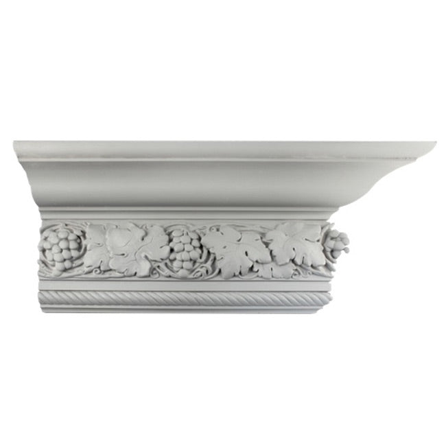 10-1/4"(H) x 5-3/8"(Proj.) - Repeat: 10-5/8" - Fruit & Leaves Crown Molding Design - [Plaster Material] - Brockwell Incorporated