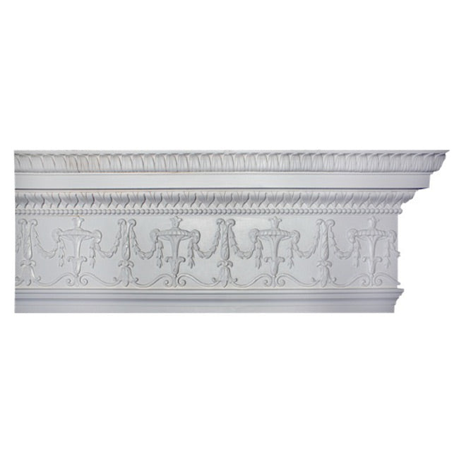 13-1/2"(H) x 3-3/4"(Proj.) - Repeat: 16" - French Crown Molding Design - [Plaster Material] - Brockwell Incorporated