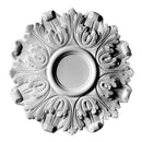 16-3/4" (Diam.) x 4-3/4" (Flat for Hole) - Full Acanthus Leaves Medallion - [Plaster Material] - Brockwell Incorporated 