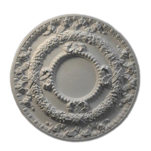 30-1/2" (Diam.) x 1-1/4" (Relief) - French Style Floral Medallion - [Plaster Material] - Brockwell Incorporated 