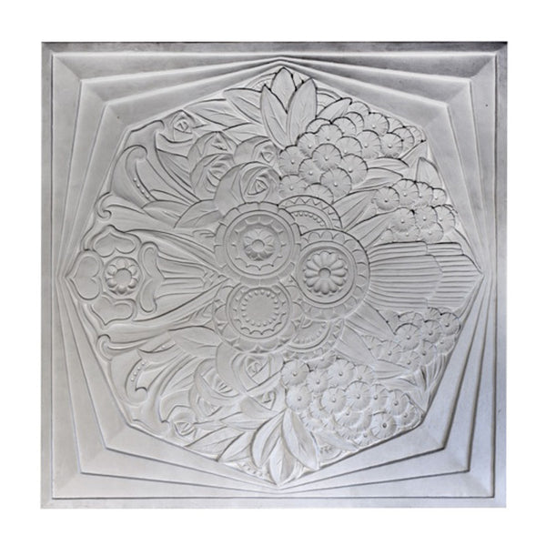 30" (W) x 30" (H) x 3/4" (Relief) - Art Deco Square Wall Panel - [Plaster Material] - Brockwell Incorporated 