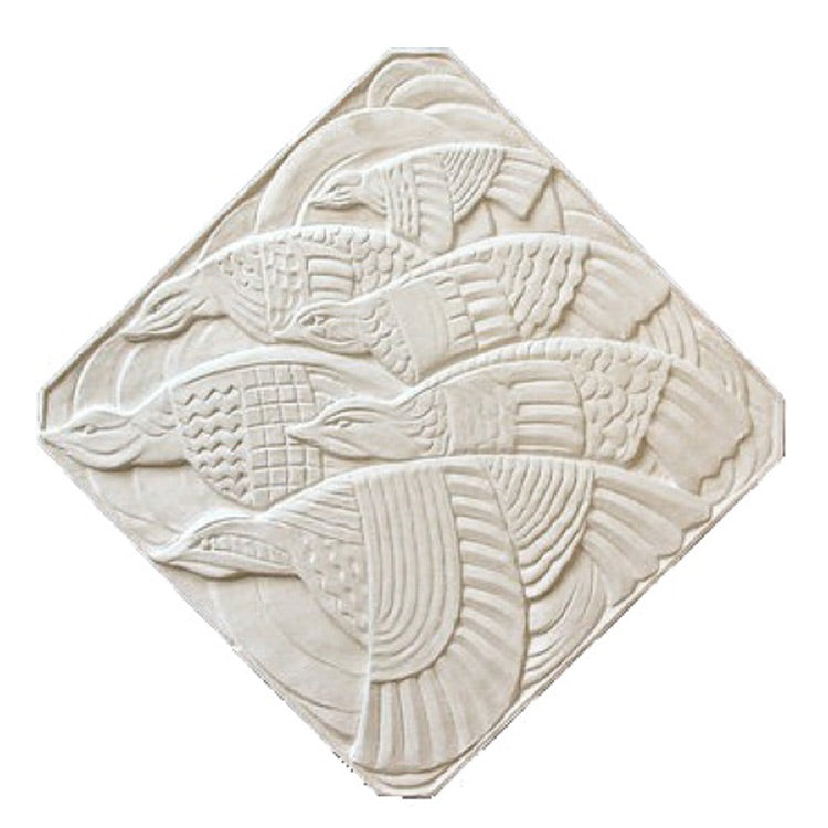 18" (W) x 18" (H) x 1/2" (Relief) - Diagonal: 23-1/2" - Art Deco Paint-Grade Wall Plaque - [Plaster Material] - Brockwell Incorporated 