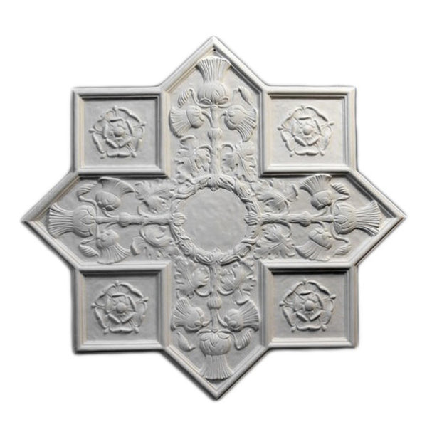 25-1/2" (W) x 27" (H) x 1/2" (Relief) - Renaissance Style Medallion - [Plaster Material] - Brockwell Incorporated 