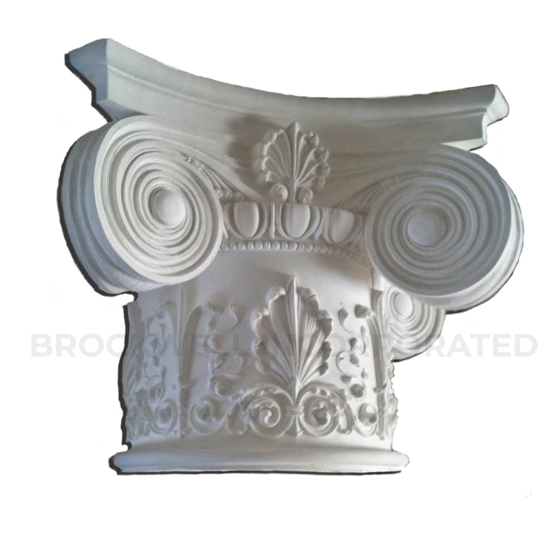 Decorative Round Plaster Column Capital - Modern Empire with Ornate Necking Design - ColumnsDirect.com