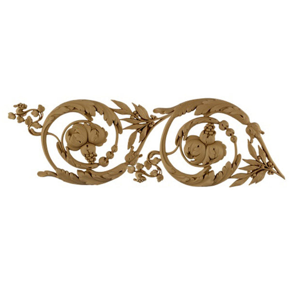 8-1/2"(H) x 3/4"(Relief) - Louis XVI Floral Scroll Linear Molding Style - [Compo Material]-Brockwell Incorporated