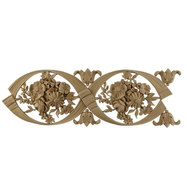5-3/4"(H) x 5/8"(Relief) - Louis XVI Rose Bouquet Scroll Linear Molding Design - [Compo Material]-Brockwell Incorporated