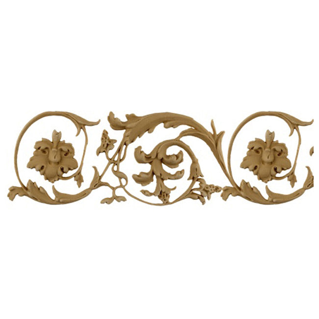 3-3/4"(H) x 3/16"(Relief) - Italian Style Floral Scroll Linear Molding Design - [Compo Material]-Brockwell Incorporated