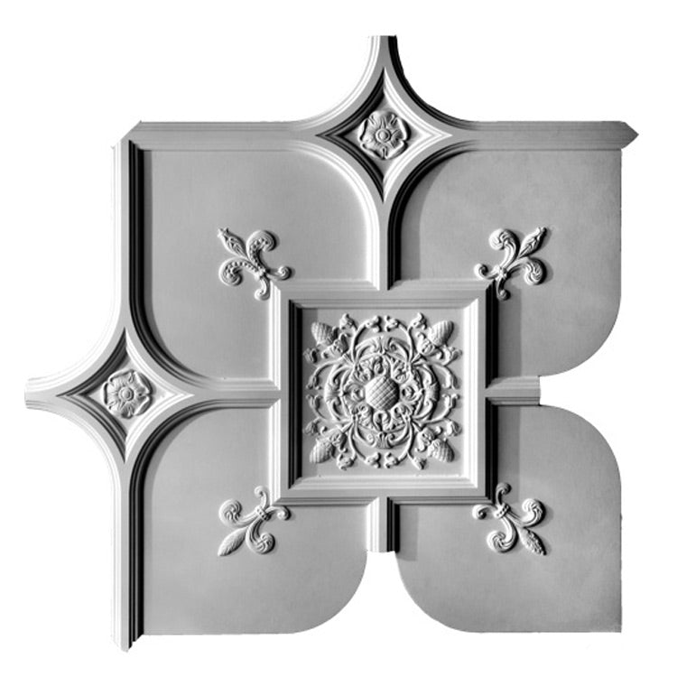 Plaster Ceiling Panel - Old English Style with Ornamentation