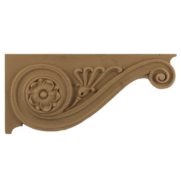 ColumnsDirect.com - 8"(W) x 3-3/4"(H) x 9/32"(Relief) - Roman Floral Interior Stair Bracket Design - [Compo Material]