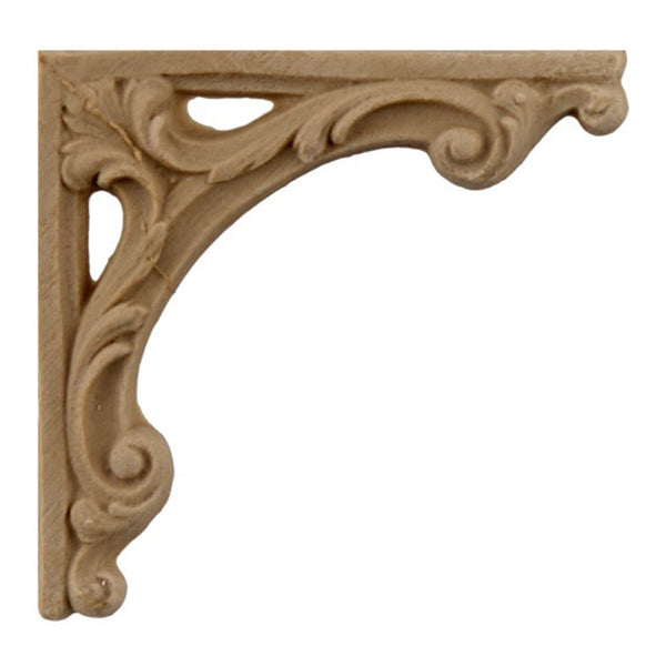 ColumnsDirect.com - 2-3/4"(W) x 2-3/4"(H) - Stain-Grade Decorative Floral Stair Bracket Design - [Compo Material]
