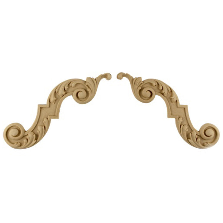 ColumnsDirect.com - 6-1/2"(W) x 4-1/4"(H) - Floral Scroll Stair Bracket Design (PAIR) - [Compo Material]