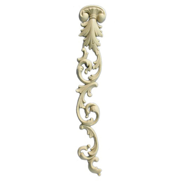 Decorative 1-7/8"(W) x 10-7/8"(H) x 3/8"(Relief) - Louis XV Vertical Drop Applique - [Compo Material] - Brockwell Incorporated