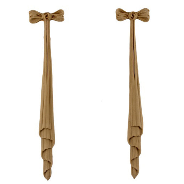 Decorative 1-3/4"(W) x 9"(H) - Ribbon Tassel Vertical Drop Applique (PAIR) - [Compo Material] - Brockwell Incorporated