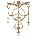 Decorative 7-1/4"(W) x 12"(H) x 1/4"(Relief) - French Renaissance Style Drop Applique - [Compo Material] - Brockwell Incorporated
