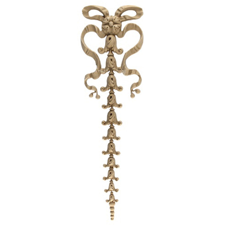 Decorative 4"(W) x 11-1/2"(H) x 1/2"(Relief) - Empire Vertical Bell Flower Drop Applique - [Compo Material] - Brockwell Incorporated