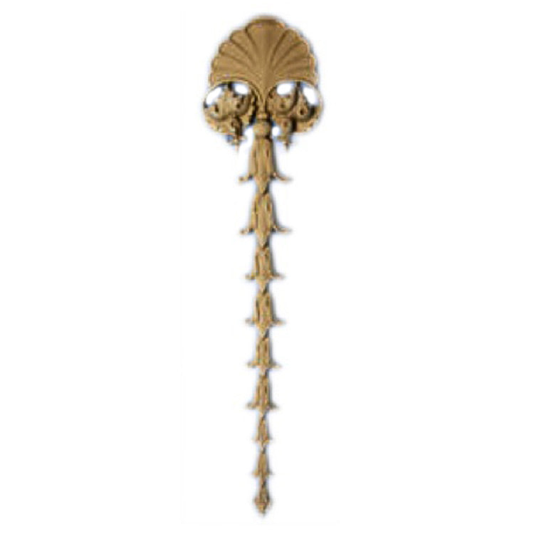 Decorative 3-1/8"(W) x 12-7/8"(H) x 1/2"(Relief) - Vertical Italian Renaissance Drop Applique - [Compo Material] - Brockwell Incorporated