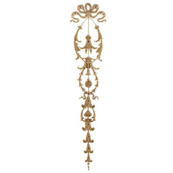 Decorative 4-3/4"(W) x 23"(H) x 5/8"(Relief) - Floral Empire Vertical Drop Applique - [Compo Material] - Brockwell Incorporated