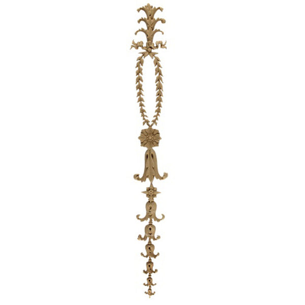 Decorative 3-1/4"(W) x 21-1/2"(H) x 3/8"(Relief) - Bell Flower Empire Drop Applique - [Compo Material] - Brockwell Incorporated