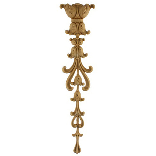 Decorative 3"(W) x 13-1/2"(H) x 7/16"(Relief) - Empire Floral Vertical Drop Applique - [Compo Material] - Brockwell Incorporated