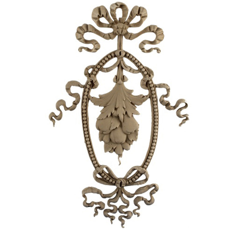 Decorative 7"(W) x 12"(H) x 3/8"(Relief) - Louis XVI Interior Vertical Drop Applique - [Compo Material] - Brockwell Incorporated