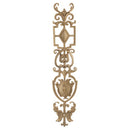 Decorative 4-1/4"(W) x 23"(H) x 3/8"(Relief) - Elizabethan Vertical Drop Applique - [Compo Material] - Brockwell Incorporated