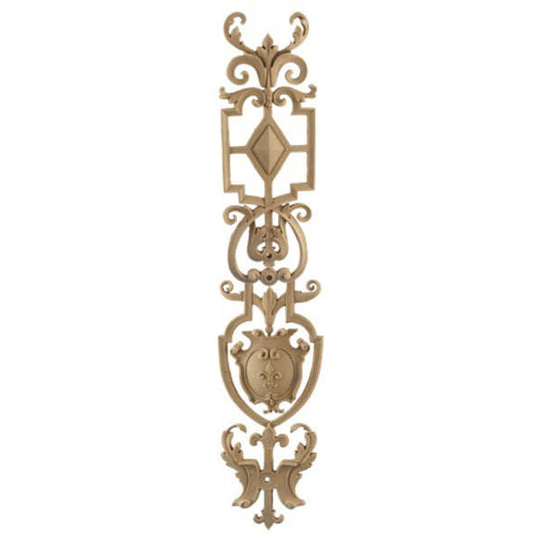 Decorative 4-1/4"(W) x 23"(H) x 3/8"(Relief) - Elizabethan Vertical Drop Applique - [Compo Material] - Brockwell Incorporated