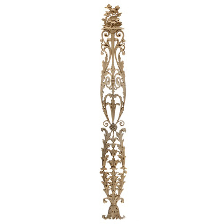 Decorative 3-3/4"(W) x 26-3/4"(H) x 1/2"(Relief) - Louis XVI Vertical Drop Applique - [Compo Material] - Brockwell Incorporated