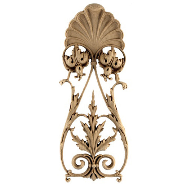 Decorative 4-1/4"(W) x 10-3/4"(H) x 5/8"(Relief) - Italian Renaissance Vertical Drop Applique - [Compo Material] - Brockwell Incorporated