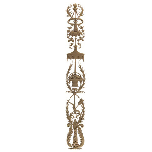 Decorative 4"(W) x 29"(H) x 3/8"(Relief) - Louis XVI Vertical Drop Applique - [Compo Material] - Brockwell Incorporated